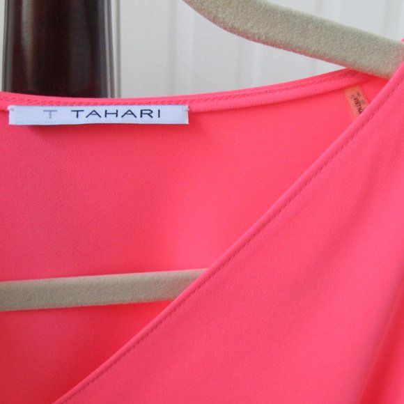 T Tahari Juna Hot Pink Asymmetrical Dress - Size 6 - Picture 3 of 4